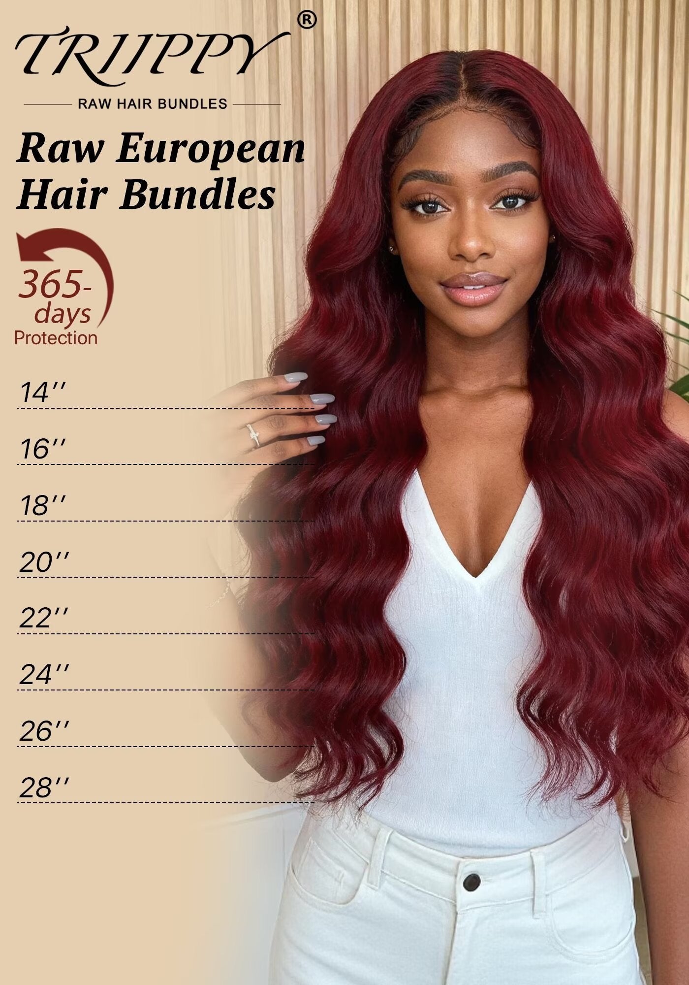 TRIIPPY Burgundy Natural Body Wave Bundles Human Hair,100% Vietnamese Raw Human Hair Sew in Weave 3 Bundles,5X Lifespan Over Regular 99j Hair,No.1 Raw Hair Brand On Amazon
