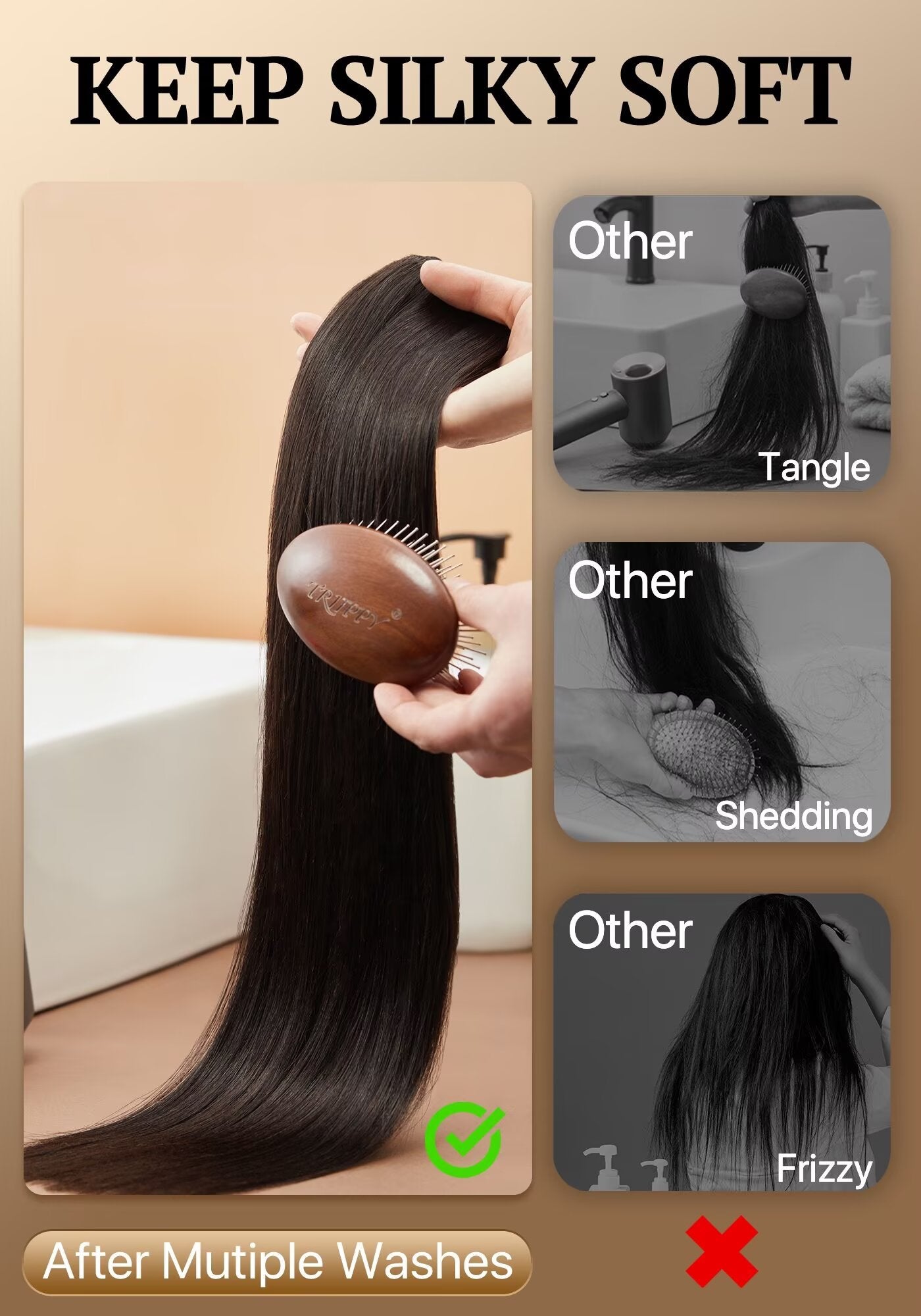 TRIIPPY Yaki Straight Human Hair Bundles,100% Raw Cambodian Hair Sew In Weave Single Bundle Triple The Lifespan Over Regular Virgin Hair Bundle,No.1 Raw Hair Brand On Amazon(Natural Color)