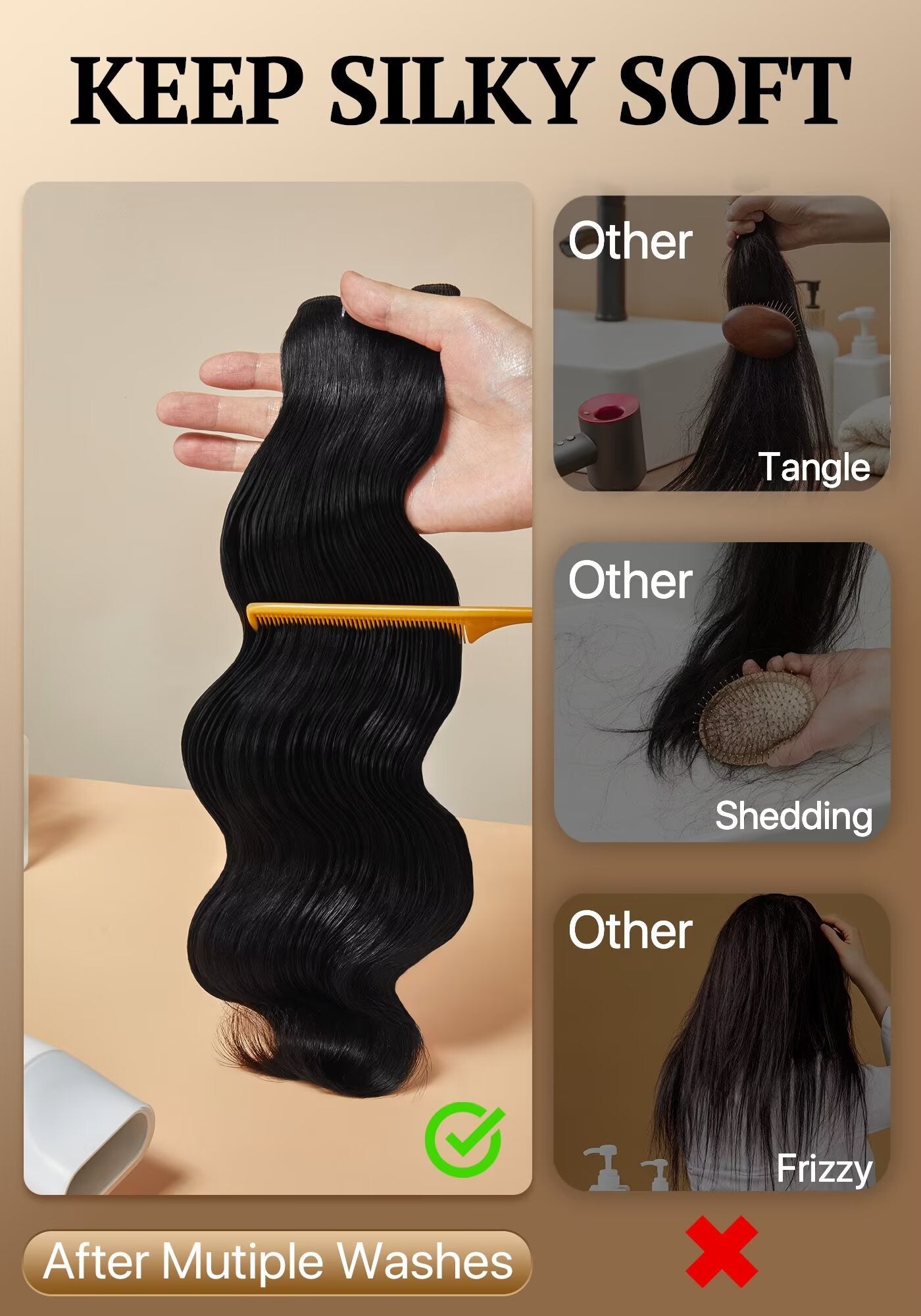 TRIIPPY Body Wave Bundles Human Hair,100% Raw Cambodian Hair Wavy Single Bundle,Triple The Lifespan Over Regular Virgin Hair Bundle,No.1 Raw Hair Brand On Amazon(Natural Color)